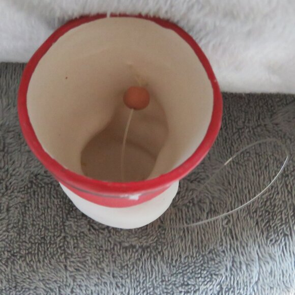 Vintage Ceramic Clay Hand Painted Santa Bell Christmas Collectible Ornament - Picture 9 of 10